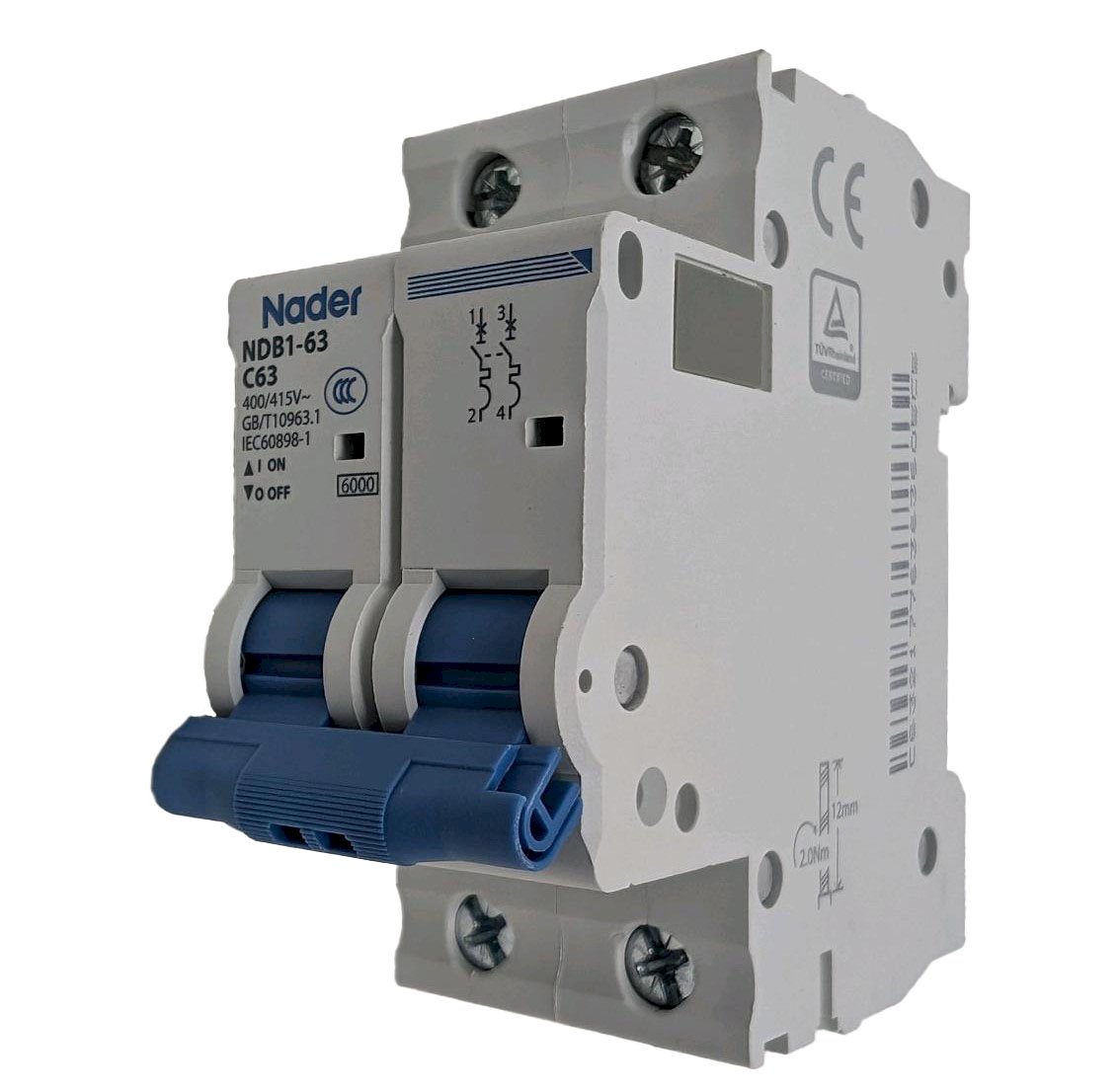 Nader Circuit Breaker NDM1-63 2 Pole 63A